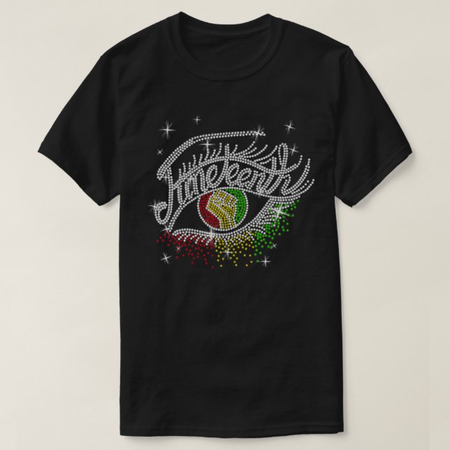 T-shirt Junetten Eyes Rhinestone Black Femmes Ame Africain (Design devant)