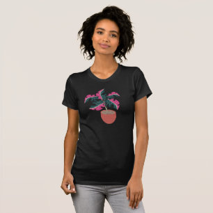 T-shirt Jungle et Monstera Tropical Feuilles roses