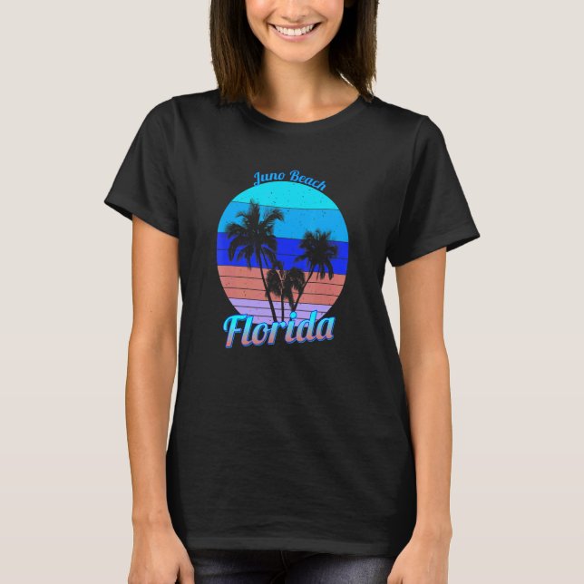 T-shirt Juno Beach Floride Rétro Palmiers tropicaux Vacat (Devant)