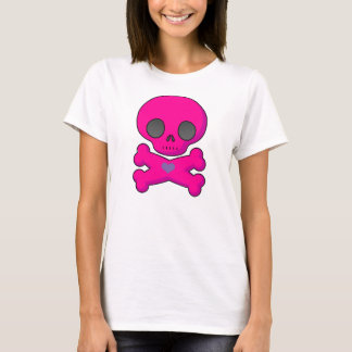 T-shirt Jupe mignonne rose crâne et os croisés