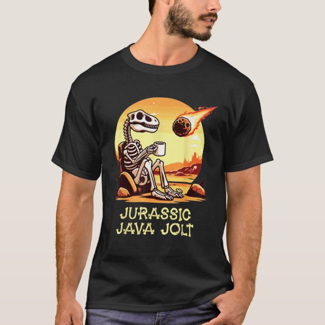 T-shirt Jurassic Java Jolt Café Dinosaure Skeleton Meteor (Devant)