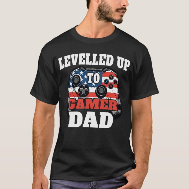 T-shirt Jusqu'à Gamer Papa : contrôleur de drapeau américa (Devant)