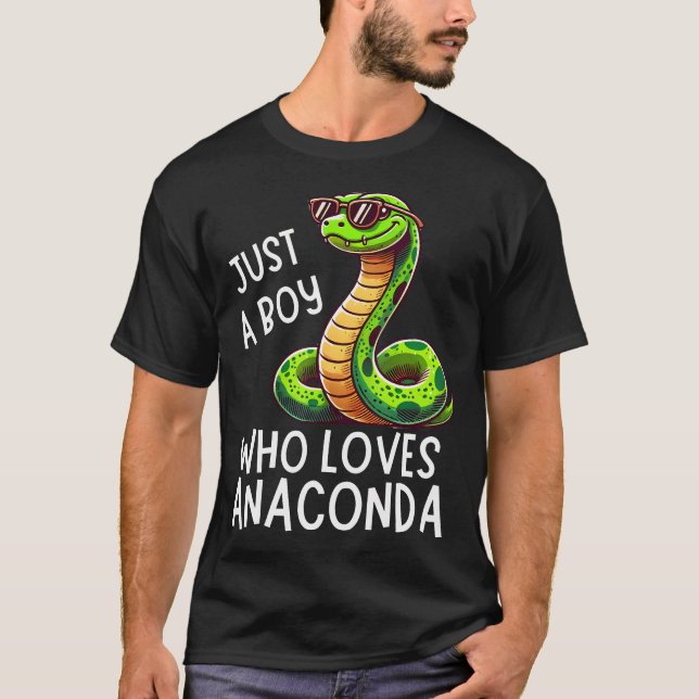 T-shirt Just A Boy Who Loves Anaconda Cool Snake Lover Des (Devant)