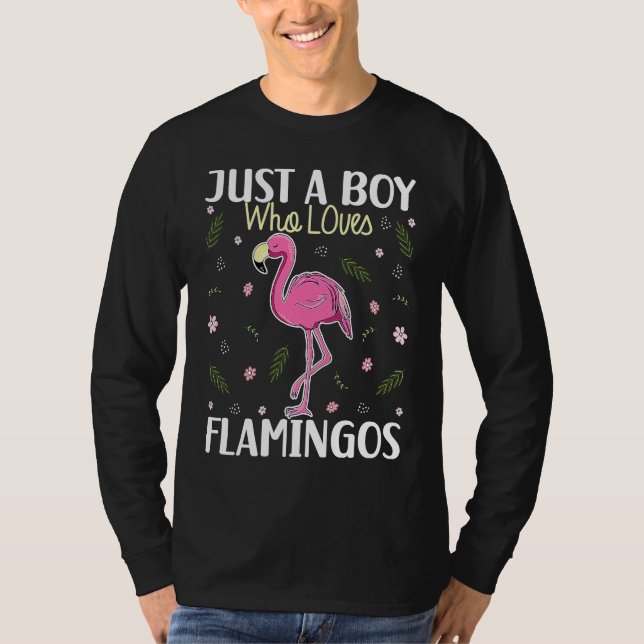 T-shirt Just a Boy Who Loves Flamingos   Flamingo  Boys (Devant)