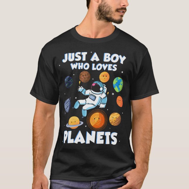 T-shirt Just A Boy Who Loves Planets Astrology Science Sol (Devant)