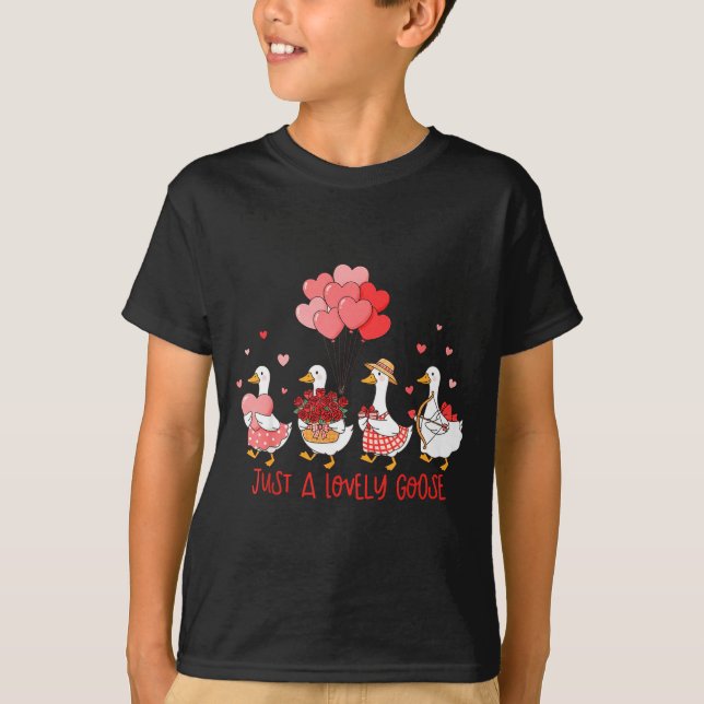 T-shirt Just A Cute Goose Funny Valentines Shirt For Women (Devant)