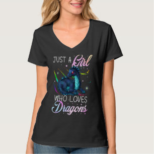 T-shirt Just A Girl Loves Dragons Designs Femmes Et Filles