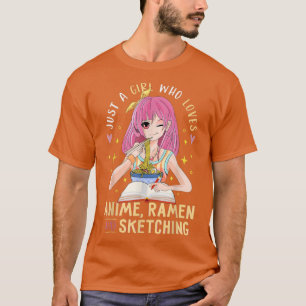 T-shirt Just A Girl Who Love Anime Ramen et Sketching Gi