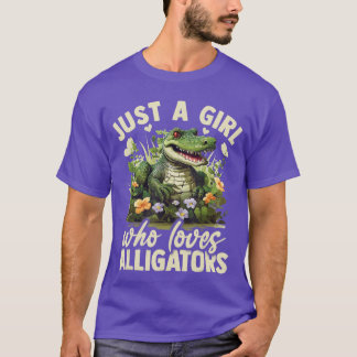T-shirt Just A Girl Who Loves Alligator Aesthetic Flower W