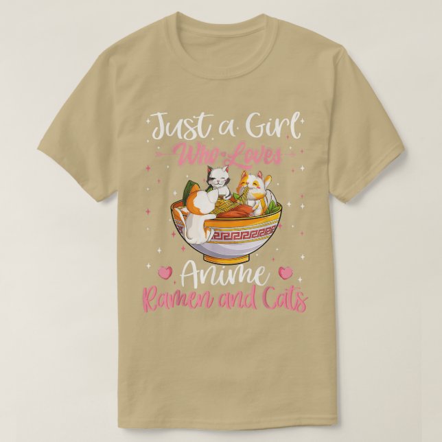 T-shirt Just A Girl Who Loves Anime Ramen And Cats Kawaii  (Design devant)