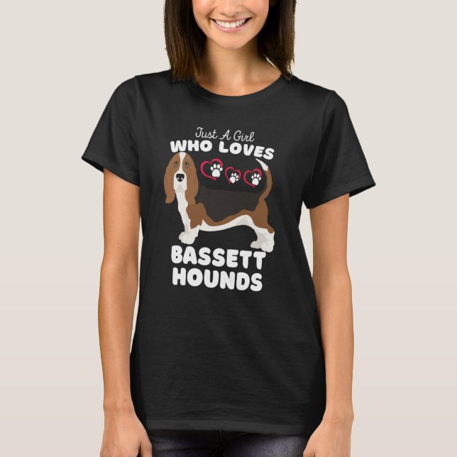 T-shirt Just A Girl Who Loves Bassett Hounds Cute Hound Ki (Devant)