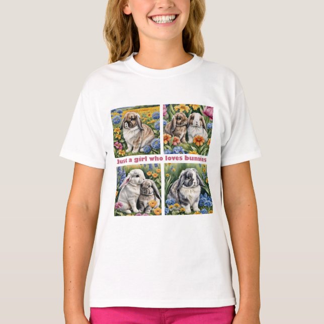 T-shirt Just a girl who loves bunnies (Devant)