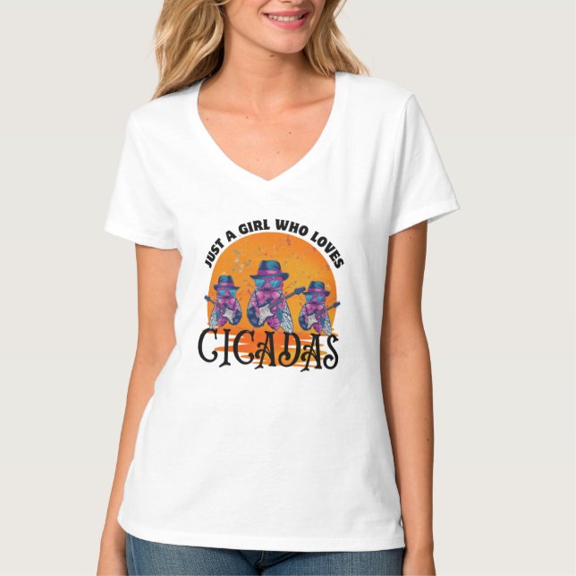 T-shirt Just a Girl Who Loves Cicadas, cicadas 2024 (Devant)