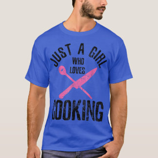 T-shirt Just A Girl Who Loves Cooking Vintage Distressed C