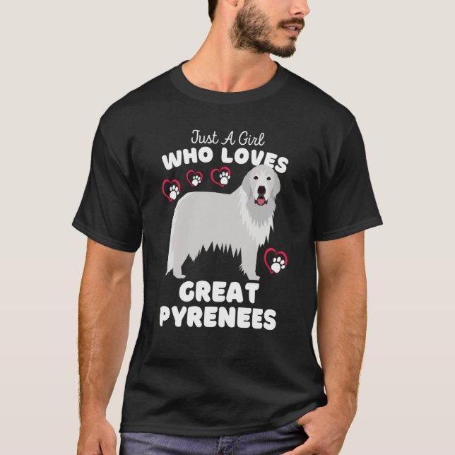 T-shirt Just A Girl Who Loves Great Pyrenees Cute Dog Kids (Devant)