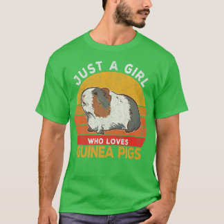 T-shirt Just A Girl Who Loves Guinée Pigs Lover Wheek Retr