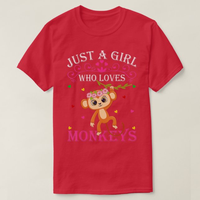 T-shirt Just A Girl Who Loves Monkeys Cute Monkey Lover Ki (Design devant)