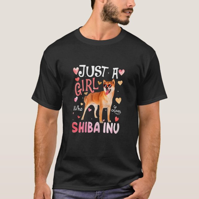 T-shirt Just A Girl Who Loves Shiba Inu Girls Dog (Devant)