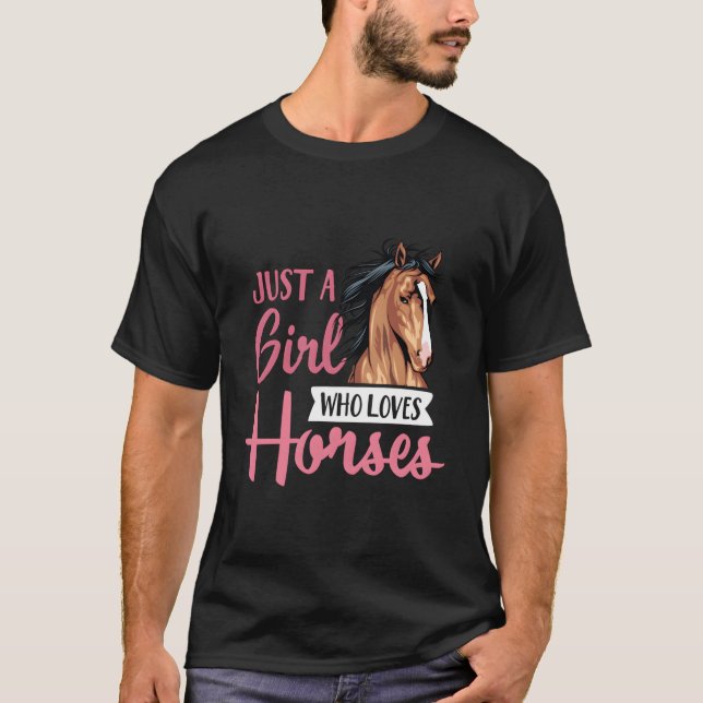 T-shirt Just A Who Loves Horses Horseback Riding Lesson (Devant)