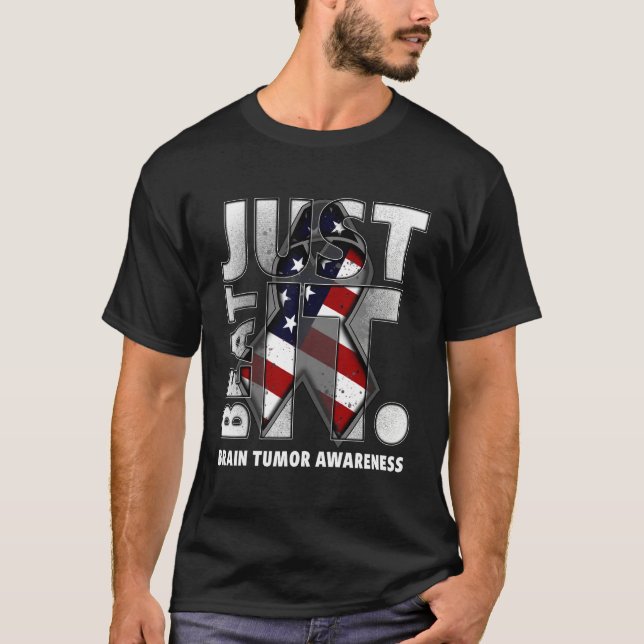 T-shirt Just Beat It Brain Tumor Awareness American Flag (Devant)