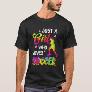 T-shirt Just Girl aime le football aquarelle peinture fémi