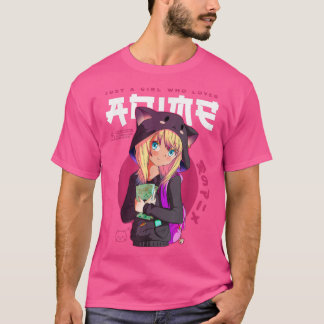 T-shirt Just Girl Love Anime Sketching Ramen Manga Otaku