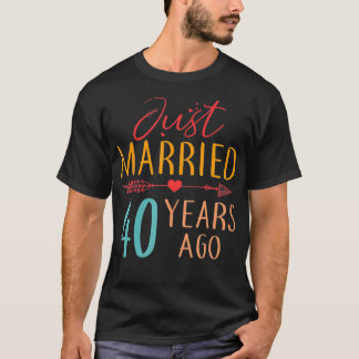 T-shirt Just Married 40 Years Ago Retro Couple 40th Annive