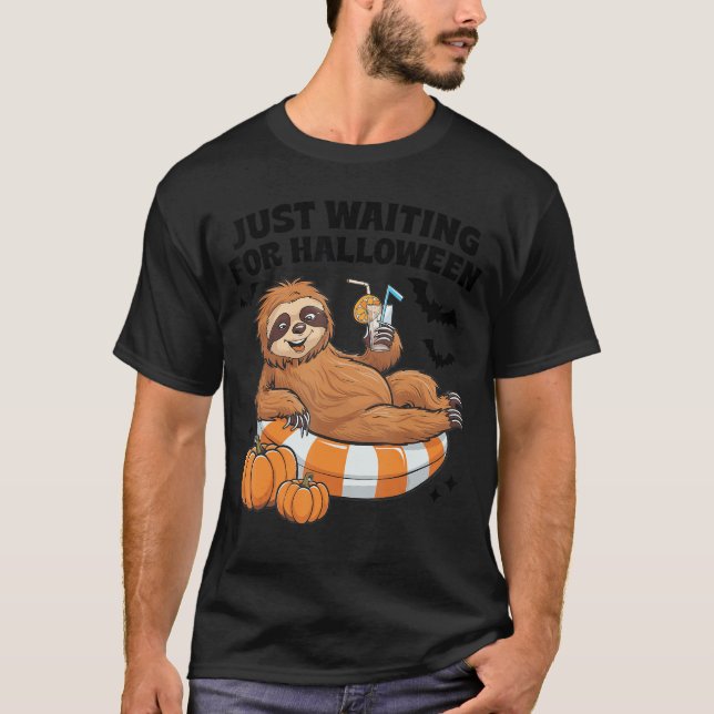 T-shirt Just Waiting For Halloween Cute Lazy Sloth Hallowe (Devant)