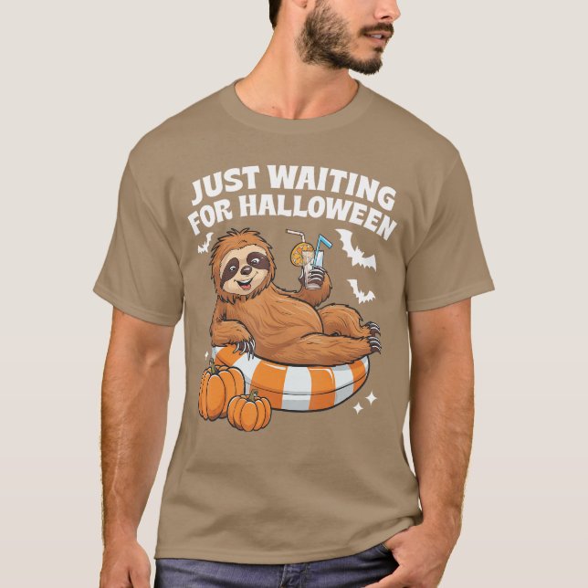 T-shirt Just Waiting For Halloween Cute Lazy Sloth Hallowe (Devant)