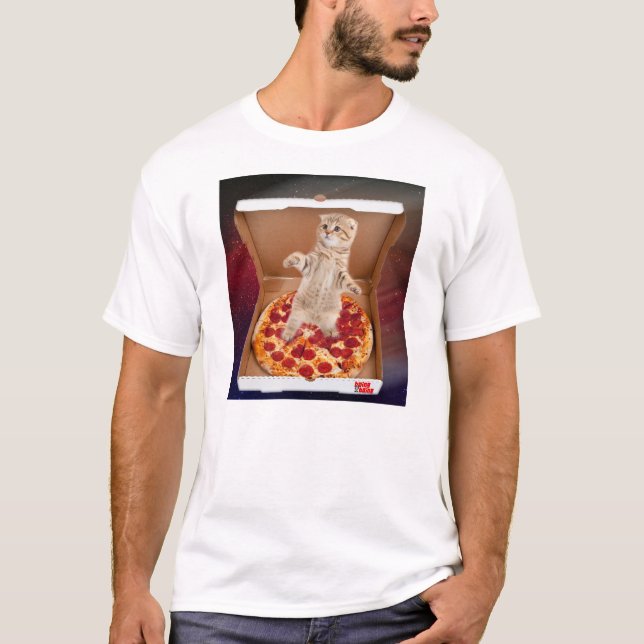 T-shirt Juste chaton autour dans la boîte à pizza (Devant)