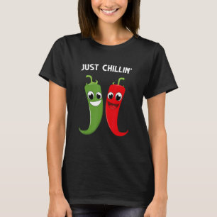 T-shirt Juste chiller mignon piment rouge chaud avec du fu