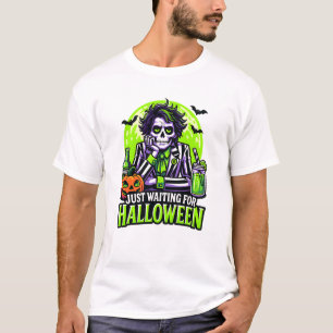 T-shirt Juste en attendant Halloween – Drôle de saison eff