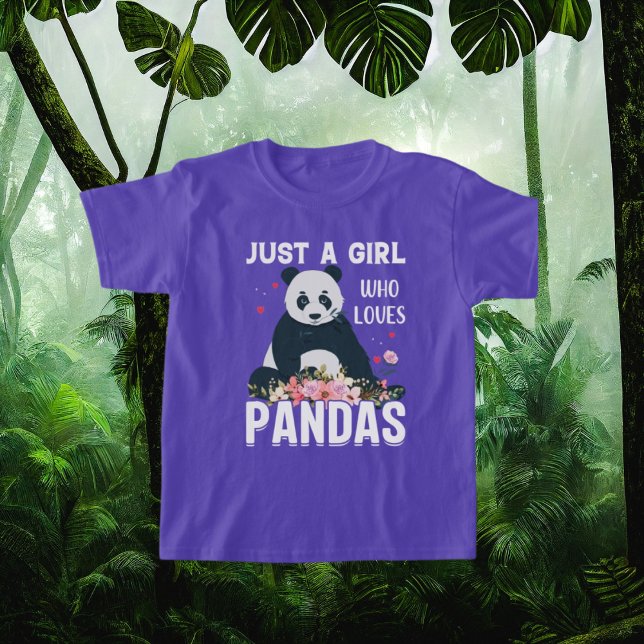 T-shirt Juste fille aime les pandas mot art (Créateur téléchargé)