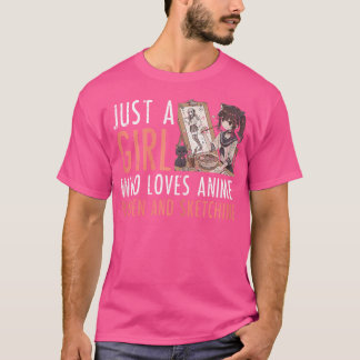 T-shirt Juste Fille Qui Aime Anime Ramen Sketching Funny S