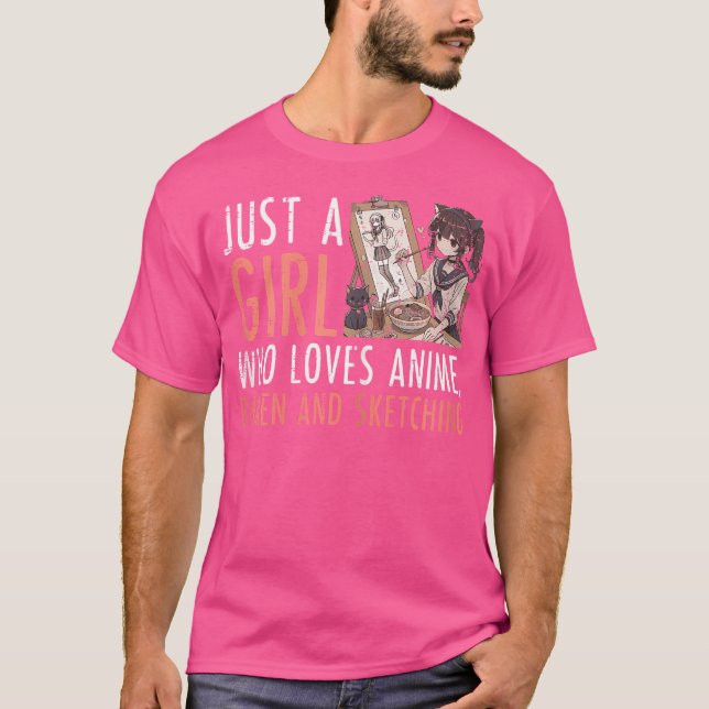 T-shirt Juste Fille Qui Aime Anime Ramen Sketching Funny S (Devant)