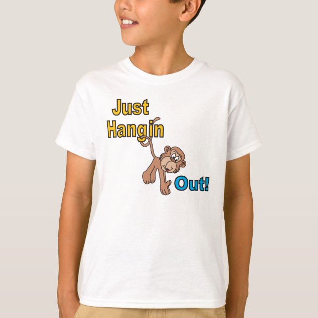T-shirt Juste Hangin Dehors Singe | Caricature (Devant)