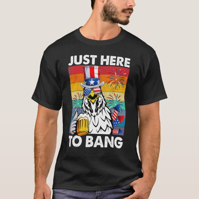 T-shirt Juste ici pour Bang USA Drapeau 4 juillet poulet (Devant)