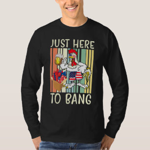 T-shirt Juste ici pour claquer drapeau États-Unis poulet f