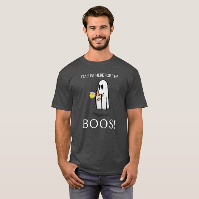 T-shirt Juste ici pour la chemise d'Halloween drôle Boos (Devant entier)