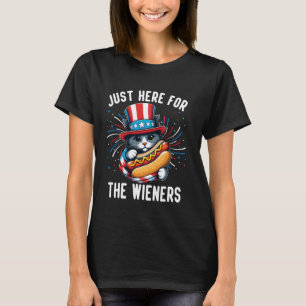 T-shirt Juste ici pour le chat saucisse HotDog 4 juillet