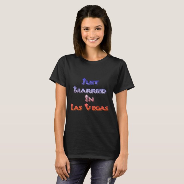 T-shirt Juste Marié À Las Vegas Style Couronne (Devant entier)