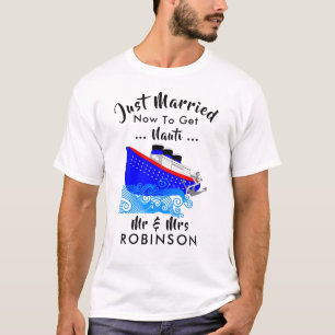 T-shirt Juste Marié Funny Cruise Ship Nauti Graphisme