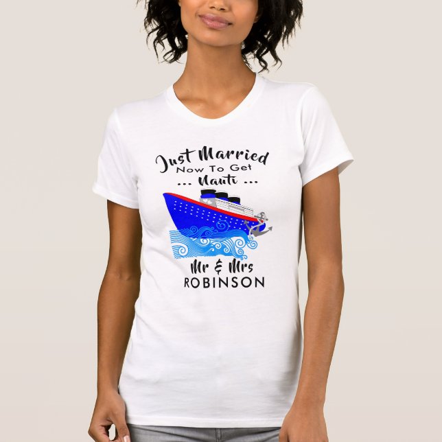 T-shirt Juste Marié Funny Cruise Ship Nauti Graphisme (Devant)