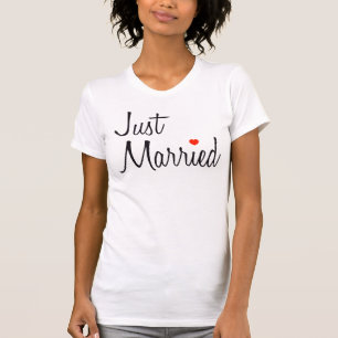 T-shirt Juste Marié (Script Avec Coeur Rouge)