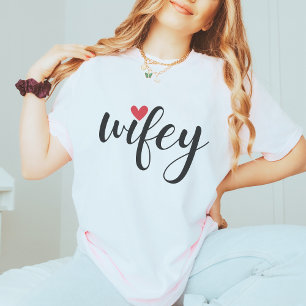 T-shirt Juste Marié Wifey Moderne Élégant Script simple