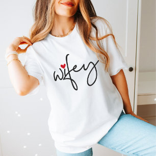 T-shirt Juste Marié Wifey Moderne Élégant Script simple