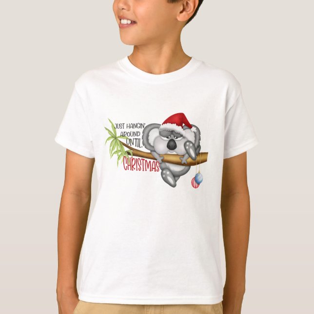 T-shirt Juste traîner jusqu'au koala de Noël (Devant)