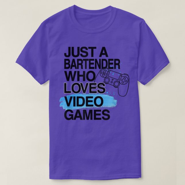 T-shirt Juste un barman qui aime Jeux Vidéo OEuvres D'Amou (Design devant)