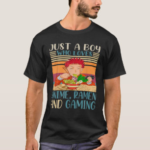 T-shirt Juste Un Garçon Qui Aime Anime Ramen Et Gaming Ret