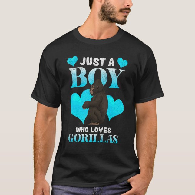 T-shirt Juste Un Garçon Qui Aime Gorillas Coeur Singe Gori (Devant)